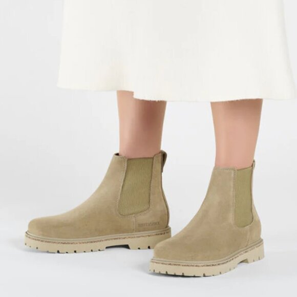 NIB Birkenstock Highwood Slip On Unisex Chelsea Boot in Taupe Suede 39 (8L, 6M) - Picture 2 of 12